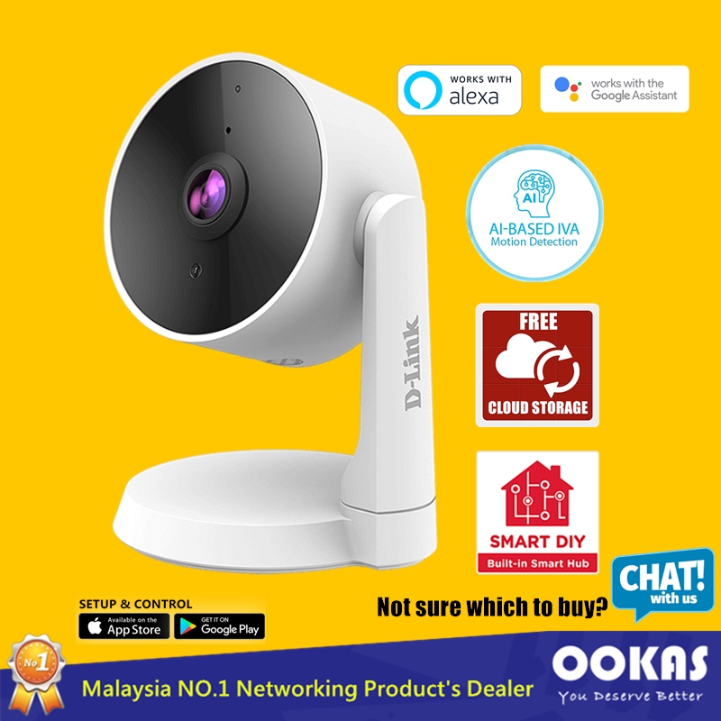 D-Link Mydlink Smart Full HD Wifi Camera AI-Based IVA Detection Cloud Storage Built In Smart Home Hub DCS-8330LH