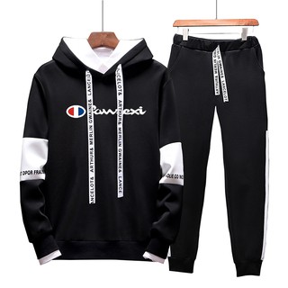 black champion hoodie and sweatpants