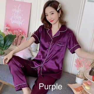 silk Satin Men women Short Sleeve Pyjamas pendek pajamas 