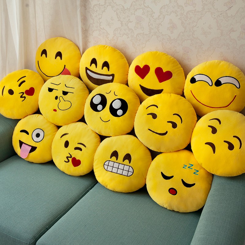 Emoji Pillow 28cm x 28cm Emotion Soft Pillow Round cushion Toy ...