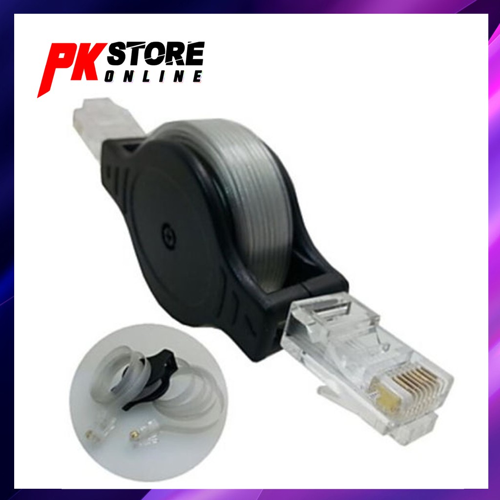 RETRACTABLE CABLE 1.5M CAT5 CAT6 RJ45 LAN FLEXIBLE NETWORK