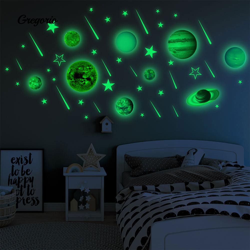 Wall Glow In The Dark Planet Stars Stickers Baby Kids