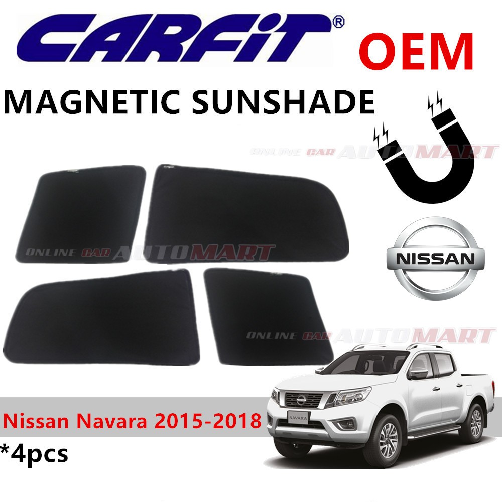 CARFIT OEM Magnetic Custom Fit Sunshade For Nissan Navara Yr 2015-2018 (4pcs)