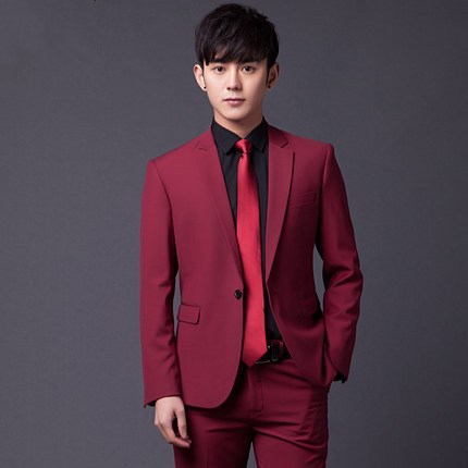 red tailored dress