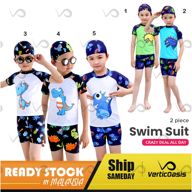 2 Piece Verticoasis Long Sleeve Kids Boy Cartoon Swimming  