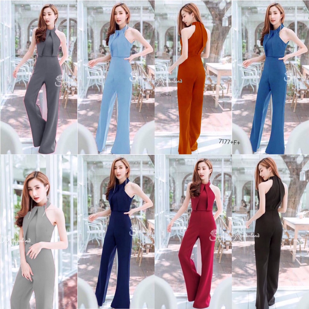 TwinsShopVip TW7177 Off-Shoulder Crew Neck Jumpsuit Straight-Leg Pants Style Jumpsuit Woman