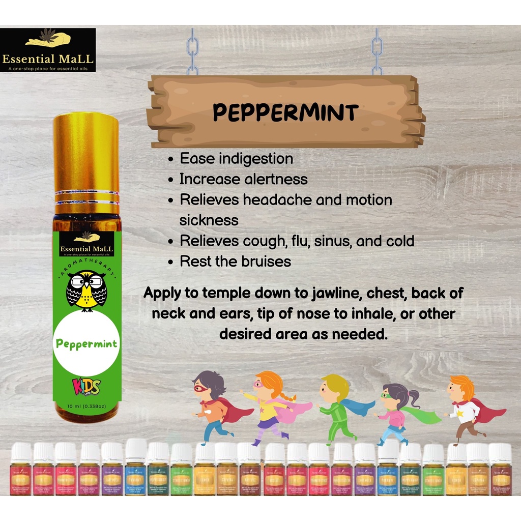 Peppermint Kid Safe Essential Oil Pre Diluted RollOn Muntah Sembelit
