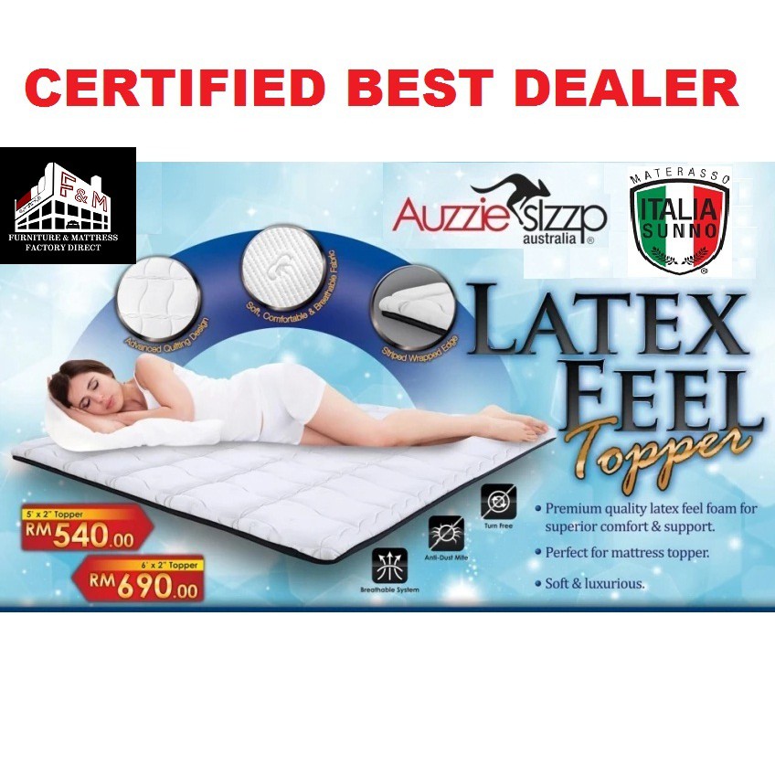 Aussie Sleep Italia Sunno Latex Feel Mattress Topper Queen Size