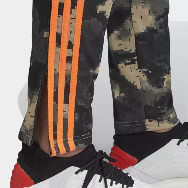 camo and orange adidas pants