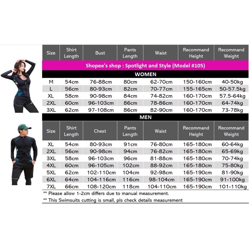 105 Local Ready Stock Couple Men Women Long Sleeve Long Pants Short Pants Swimsuits Baju Renang Perempuan Lelaki Shopee Malaysia