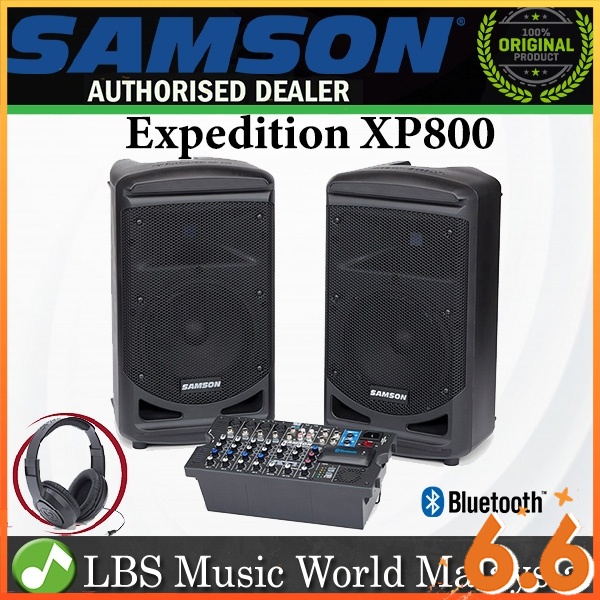 Samson Expedition XP800 8 Channel Mixer 800W 2 Way Speaker Portable PA