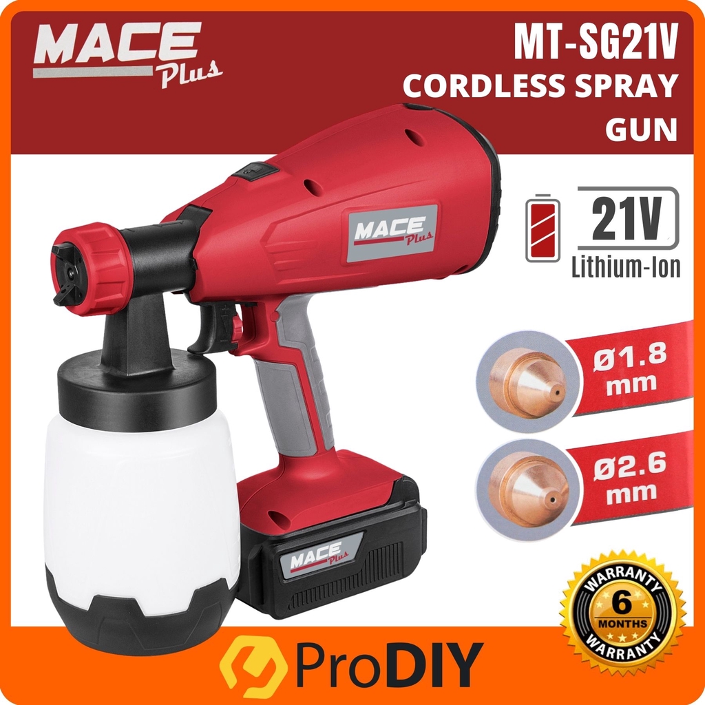 MACE PLUS MTSG21V Cordless Spray Gun Paint Sprayer Solvent Based
