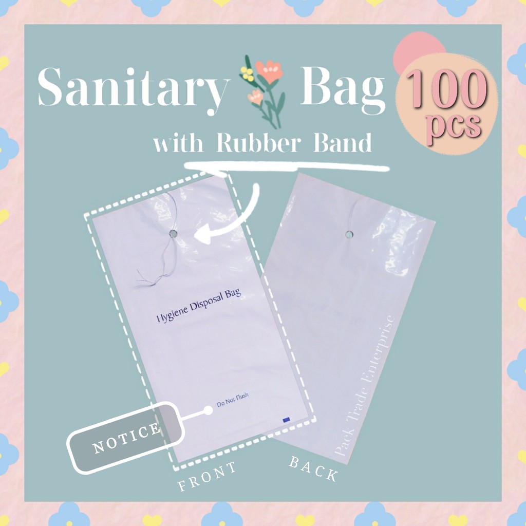 [100 PCS] Sanitary Bag with Rubber Band / Thick Hygiene Bag ...