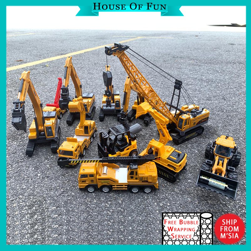 Construction Toys Lori Mainan Excavator Lorry Truck Toys Crane Bulldozer Backhoe Forklift Kids Toys Mainan Budak Lelaki