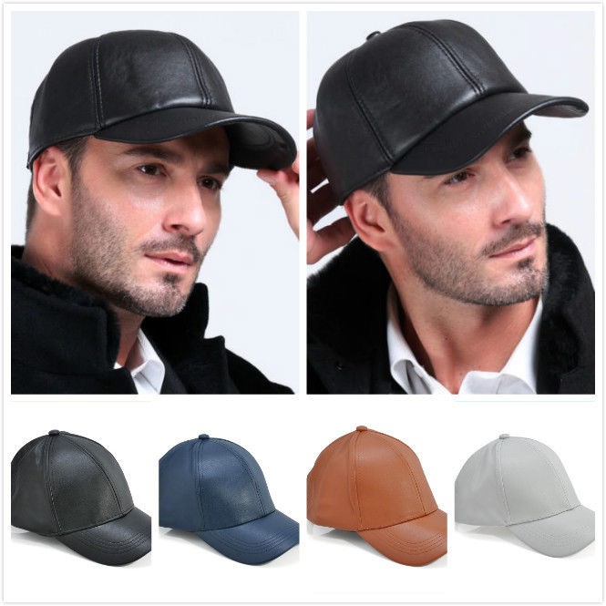 men's leather baseball caps