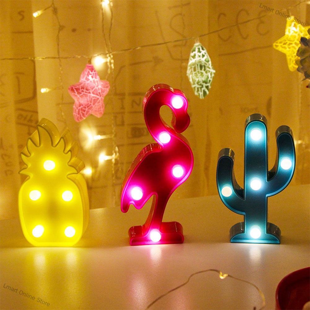 Lmart Online Store 3D Cartoon Pineapple/Flamingo/Cactus Modeling Night Light LED Lamp Home Office Decoration Gift