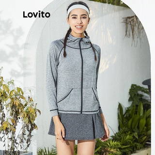 Lovito Plain Quick Drying Oversized Hoodies L02093 (Gray)
