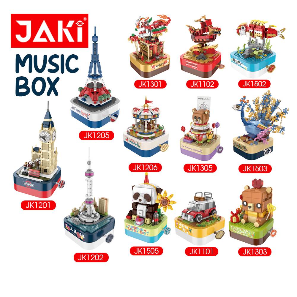 JAKI DIY Rotating Music Box 佳奇积木音乐盒 Birthday Gift Building Block Toys