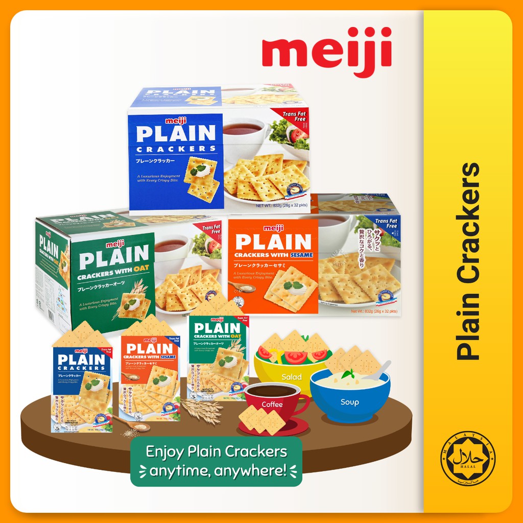 Sales Meiji Plain Crackers Biscuits Oats Japan Original Oats Meiji Cracker 日本明治燕麦苏打饼干 Shopee Malaysia