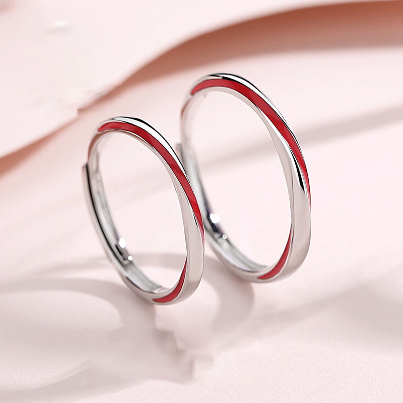 Anello per coppia regolabile di dimensioni aperte Anello Mobius rosso Anello nuziale di San Valentino_voghion.com