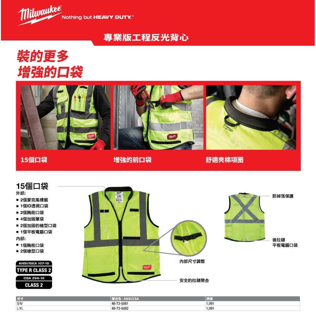 Hongle Tools] Tax Included Milwaukee Professional Edition Engineering Reflective  Vest 48-73-5081 5082 Safety Warning Shopee Malaysia