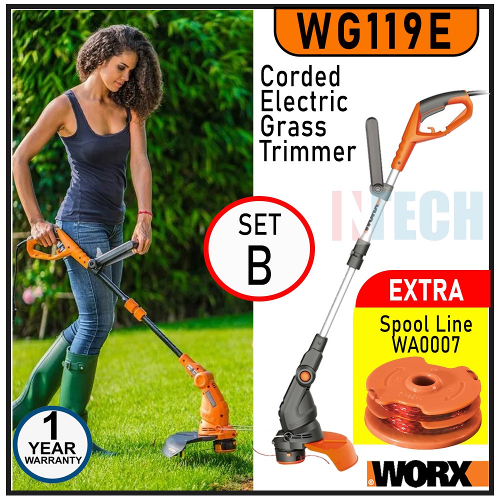 Worx 15 Amp Corded Electric String Trimmer, Edger With Telescopic