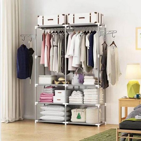 Wardrobe Garment Hanging Storage Cloth Organizer Cabinet Almari Rak For ...