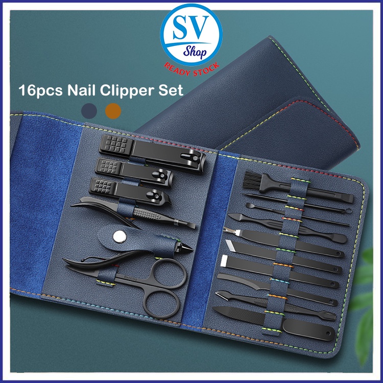 16pcs Nail Cutter Set Manicure Nail Clippers Pengilat Set Cutter Scissors Kit Nail Pengetip Kuku Set