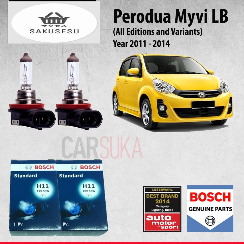 Bosch Headlamp HeadLight H11 Light Bulbs for Perodua Myvi LagiBest (100