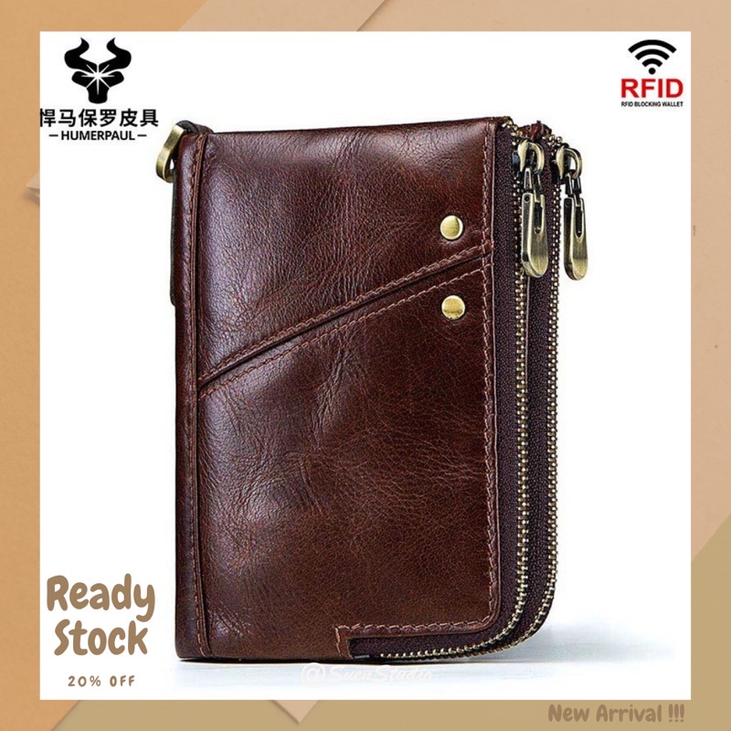 【Men's Wallet】Father's Day Leather Multifunctional Zipper Fashion Casual Purse | 防盗刷RFID真皮男士钱包