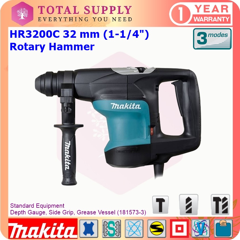 HR3200C MAKITA 32mm Rotary Hammer HR3200 Combination DRIVER 3 Modes 850w SDS PLUS DEMOLITION FOR CONCRETE | Malaysia