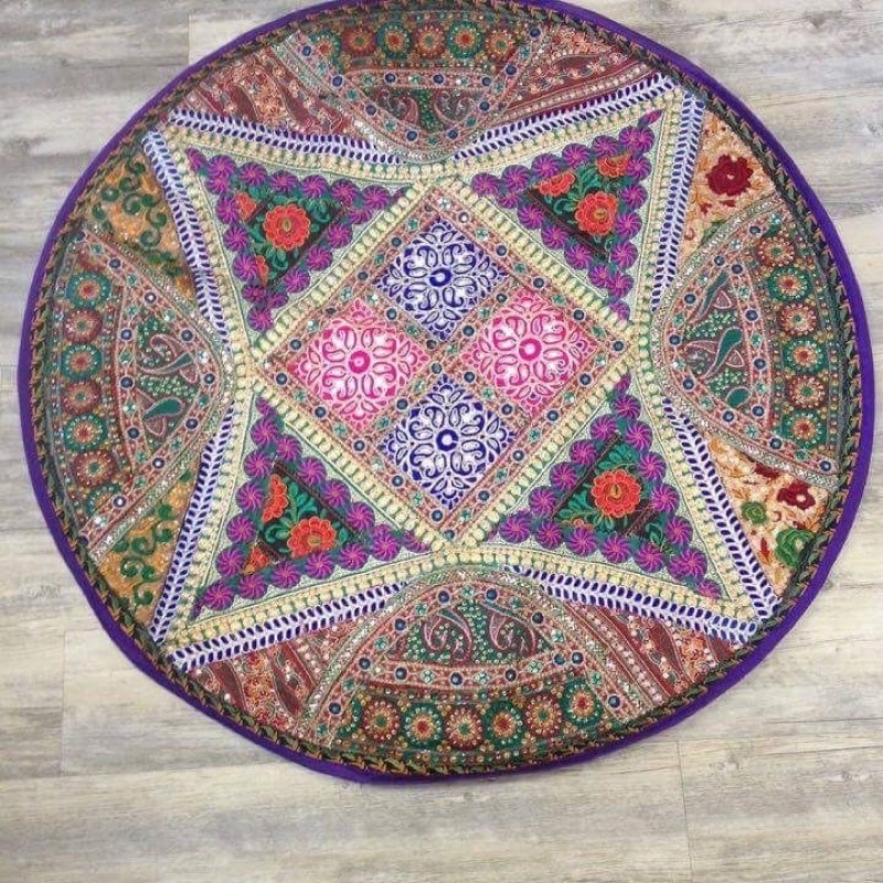 Bohemian Zari & Embroidered Round Table Runner Wall Hanging Home Decoration Festive Decor Hari Raya/Deepavali/Thaipusam.