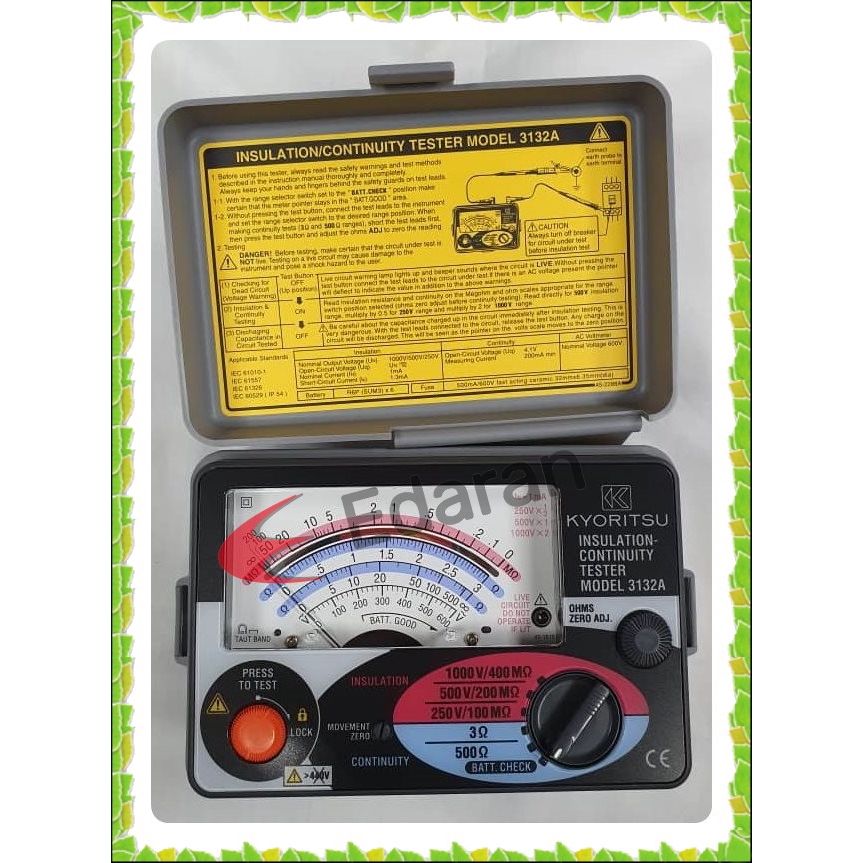 Kyoritsu 3132A Analogue Insulation Continuity Tester for sale online 