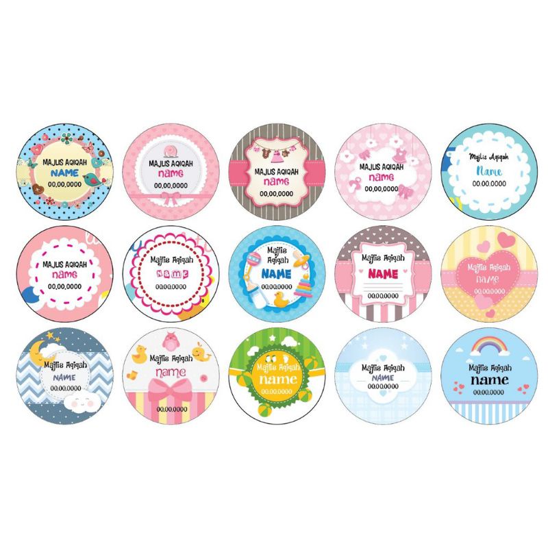 STICKER MAJLIS AQIQAH READY MADE RM18 100PCS (4CM) Shopee Malaysia