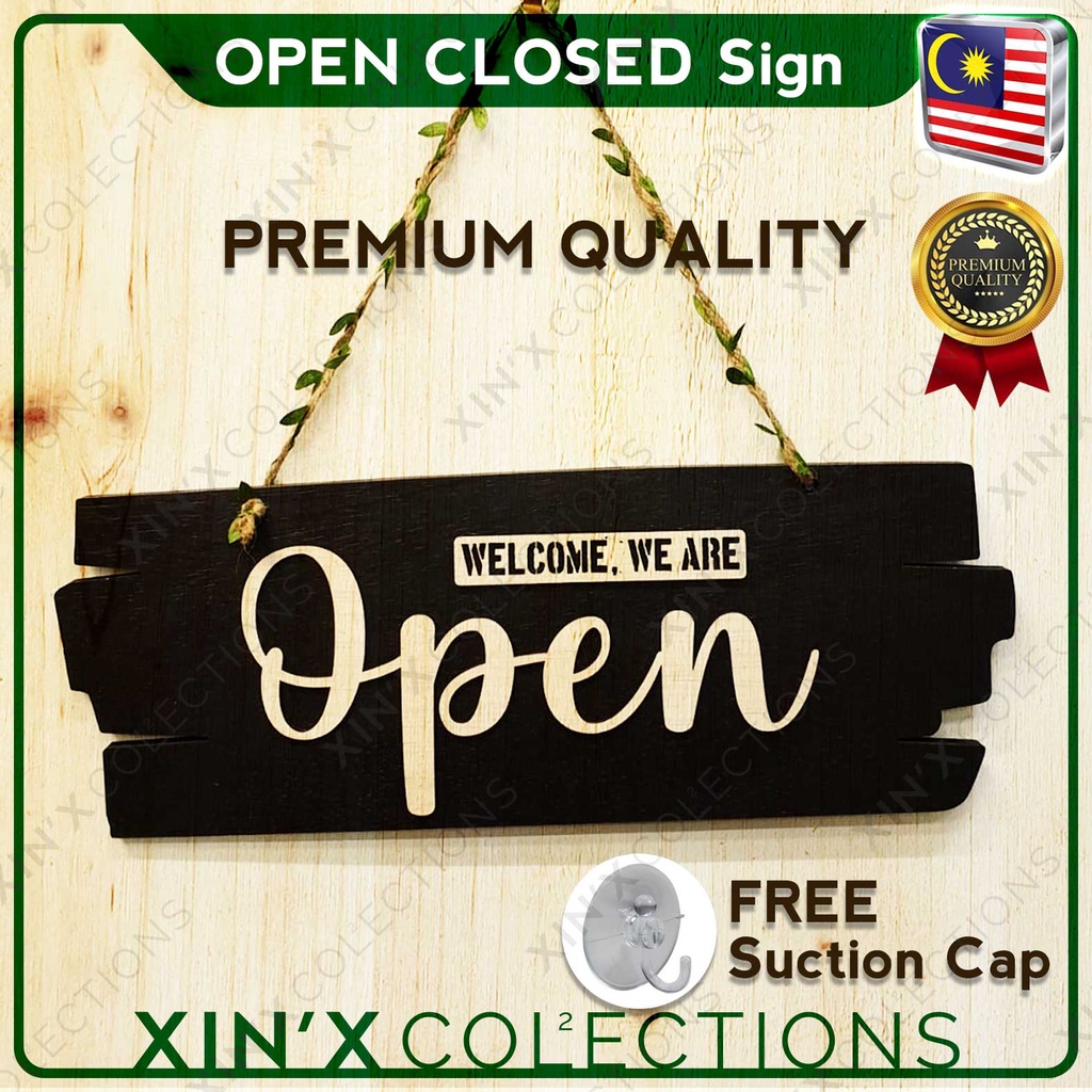 OPEN CLOSED CLOSE BUKA TUTUP WAKTU OPERATION BUSINESS WOODEN SIGN CRAFT 开关营业 signboard premium quality