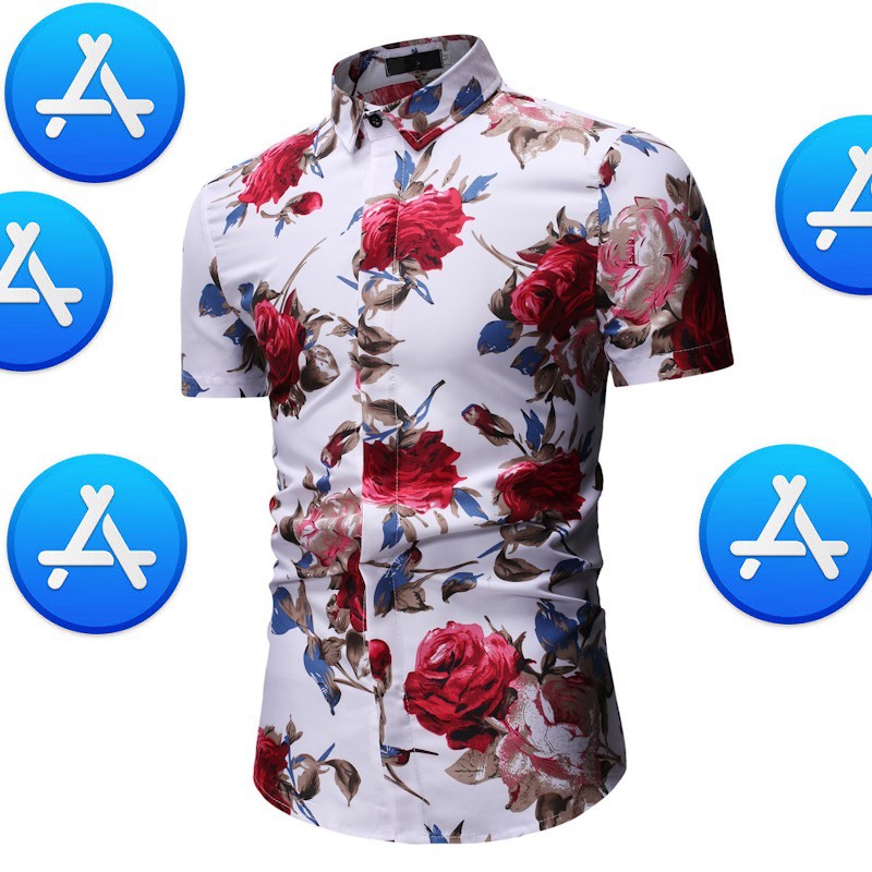 kemeja lelaki  baju  batik  bunga flora men shirt flower 