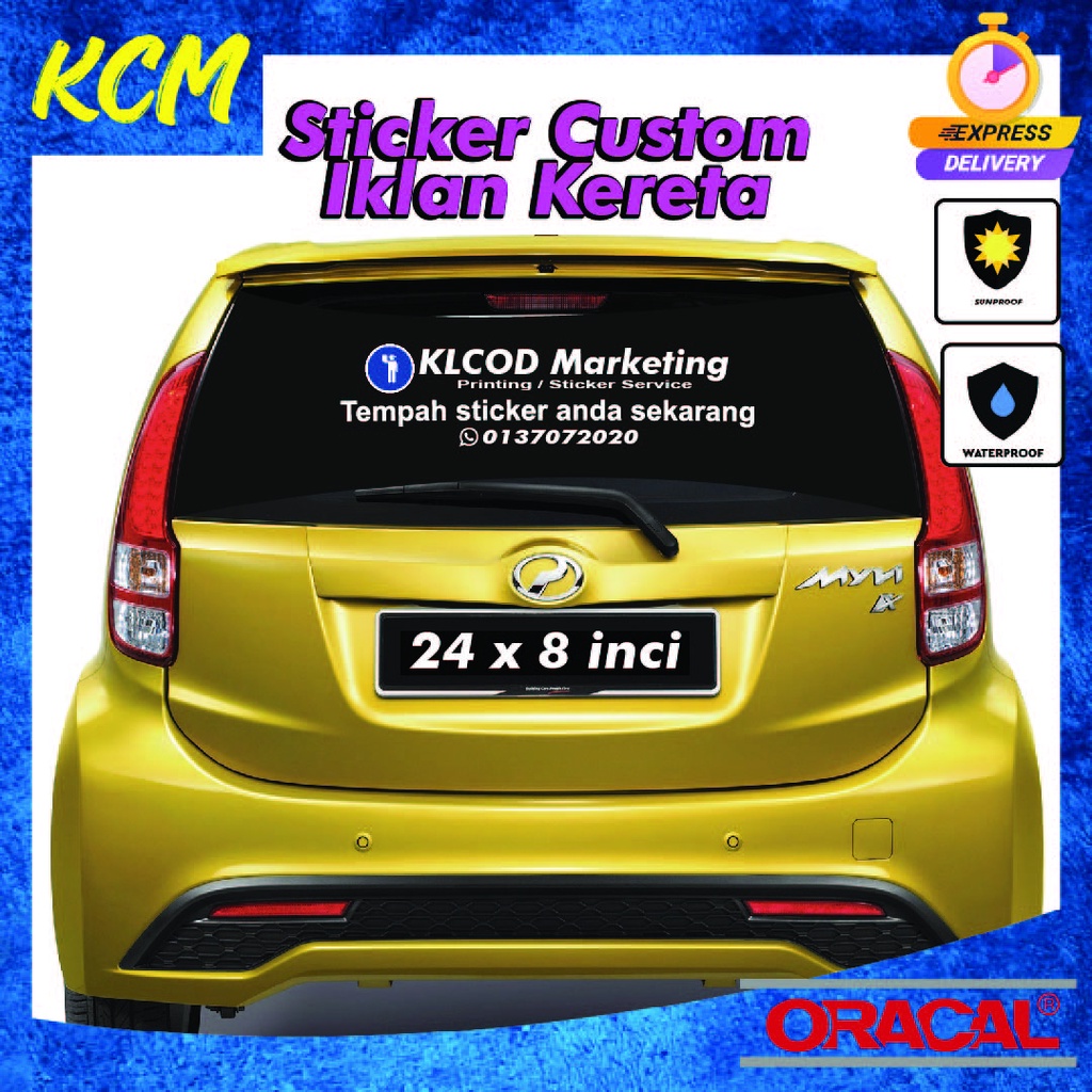 Sticker Custom Iklan Kereta Sticker Cutting Sticker Jenama Oracal tahan ...