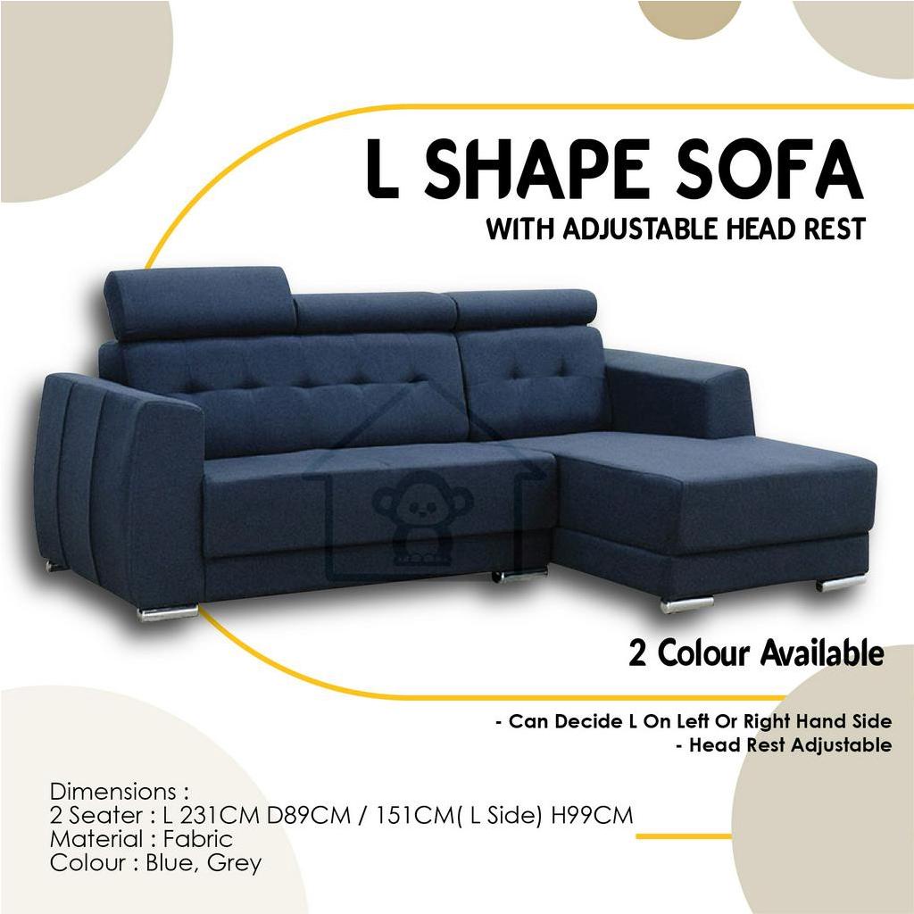 L SHAPE SOFA WITH ADJUSTABLE HEAD REST/SOFA SET/3 SEATER SOFA/FABRIC