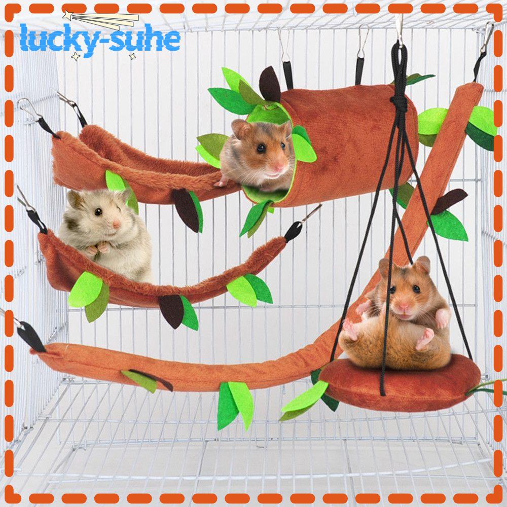 SUHE Playing Sleeping Hamster Hammock Guinea Pig Cage Nest Accessories Small Animal Pets Supplies Jungle Squirrel Tunnel and Swing Hanging Warm Bed