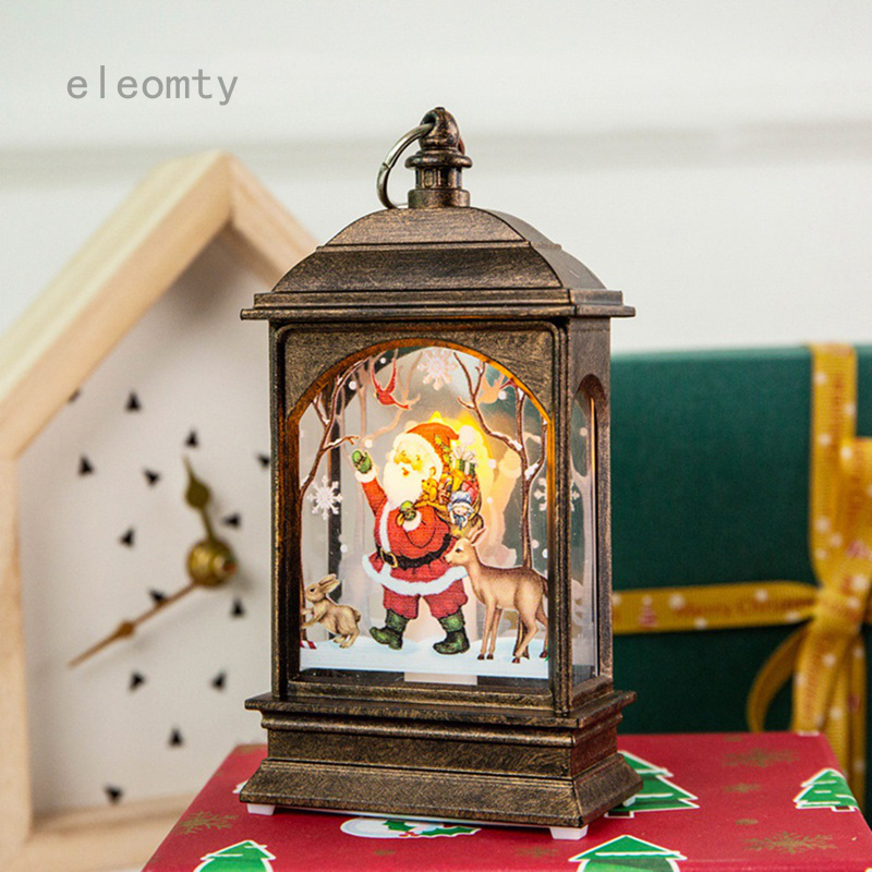 Christmas Ornament LED Light Santa Table Lamp Lantern Xmas Gift Up Decor Vintage