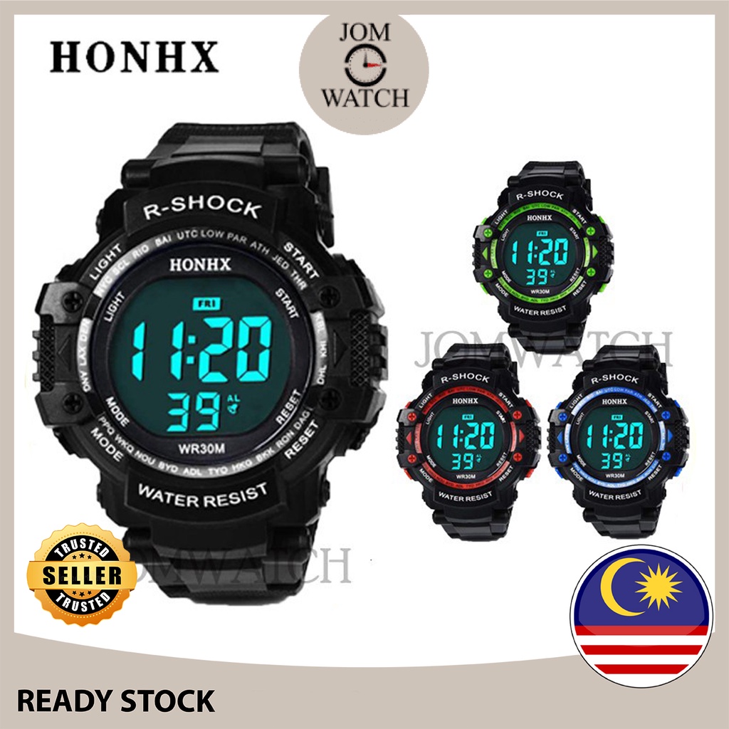 [JOM BEST SELLING!] 2 Years Warranty Original HONHX R SHOCK Big Dial LED Sport Digital Men Watch Jam Tangan Lelaki