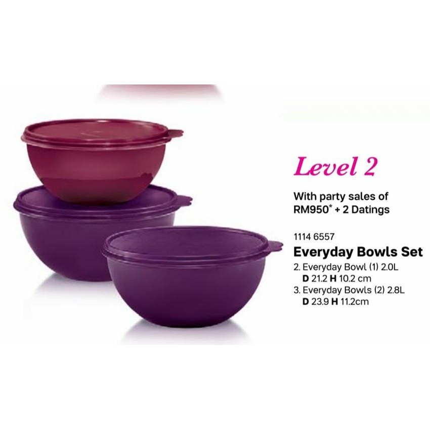Tupperware Everyday Bowls Set Level 2