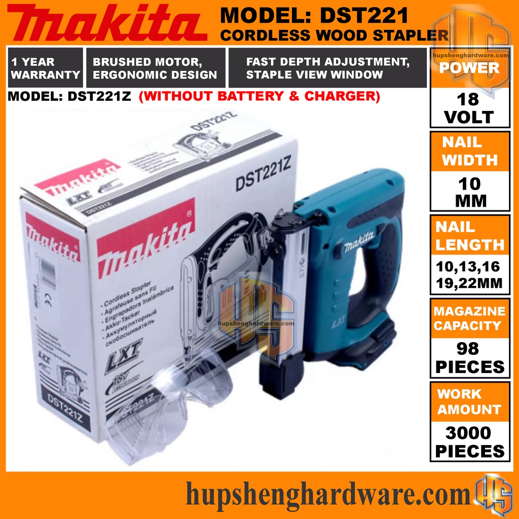 Makita DST221 Cordless Wood Stapler Battery Wood Stapler Nail Type 10mm