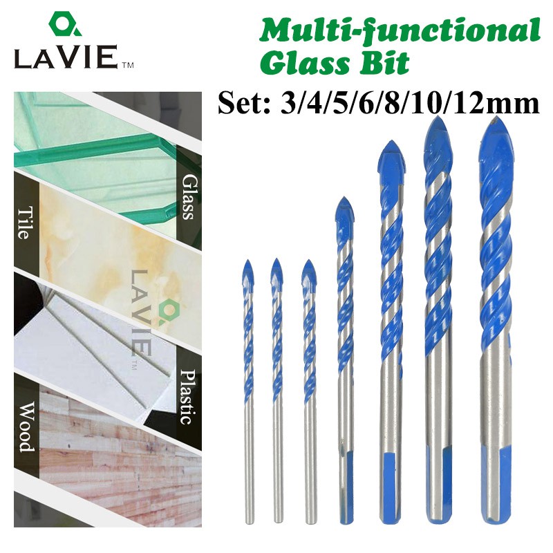 7pcs 3/4/5/6/8/10/12mm Multifunctional Glass Drill Bit Tile Bits Twist