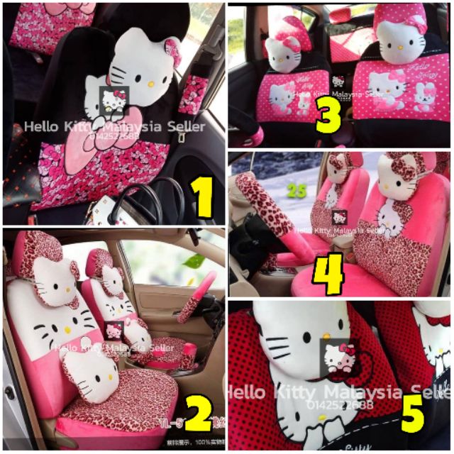 Cover seat Car Hello Kitty/Car Accessories Full Set 18 item/Viva/Myvi/saga/Vios/Wira/Kancil/bezza/axia