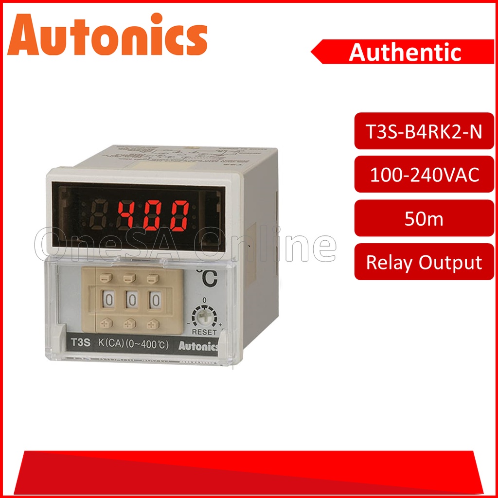 AUTONICS TEMPERATURE CONTROLLER, 100240VAC RELAY OUTPUT, (T3SB4RK2C