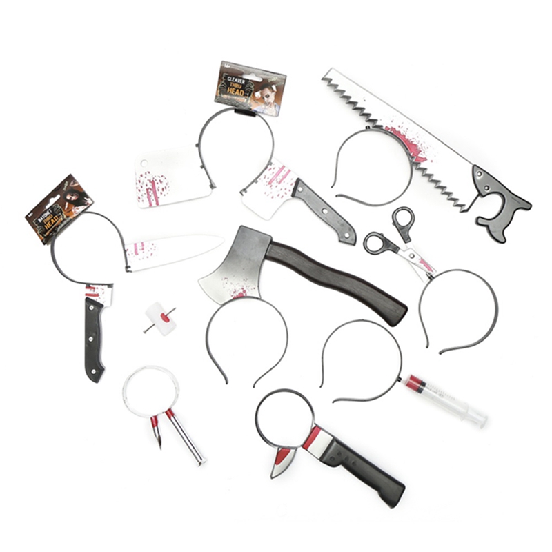 Scary Plastic Axe Saw Nail Knife Head Wear Fake Blood Fun Halloween Props Party Shopee Malaysia