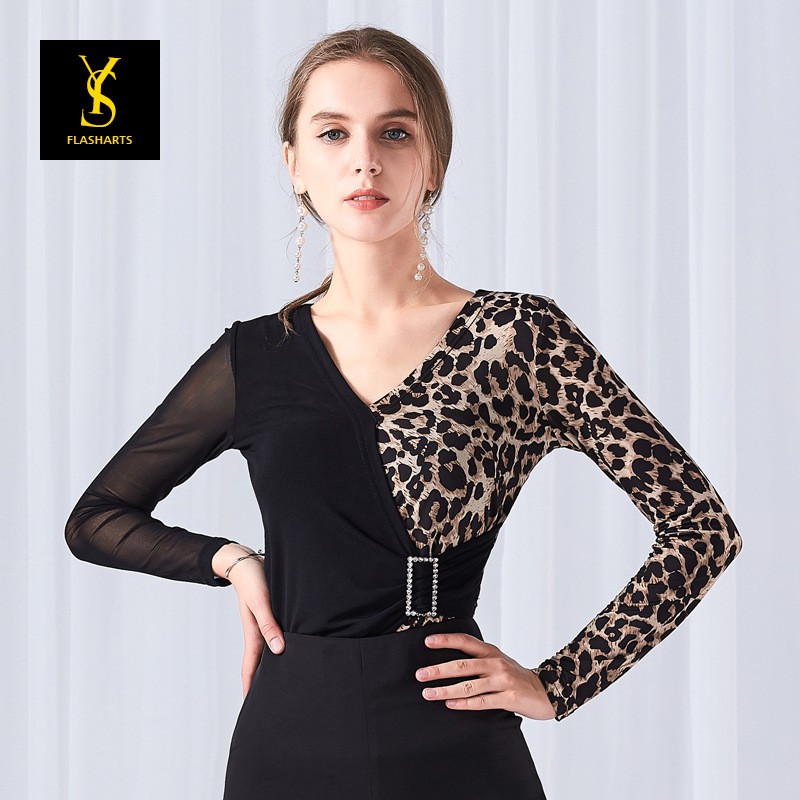 leopard mesh long sleeve