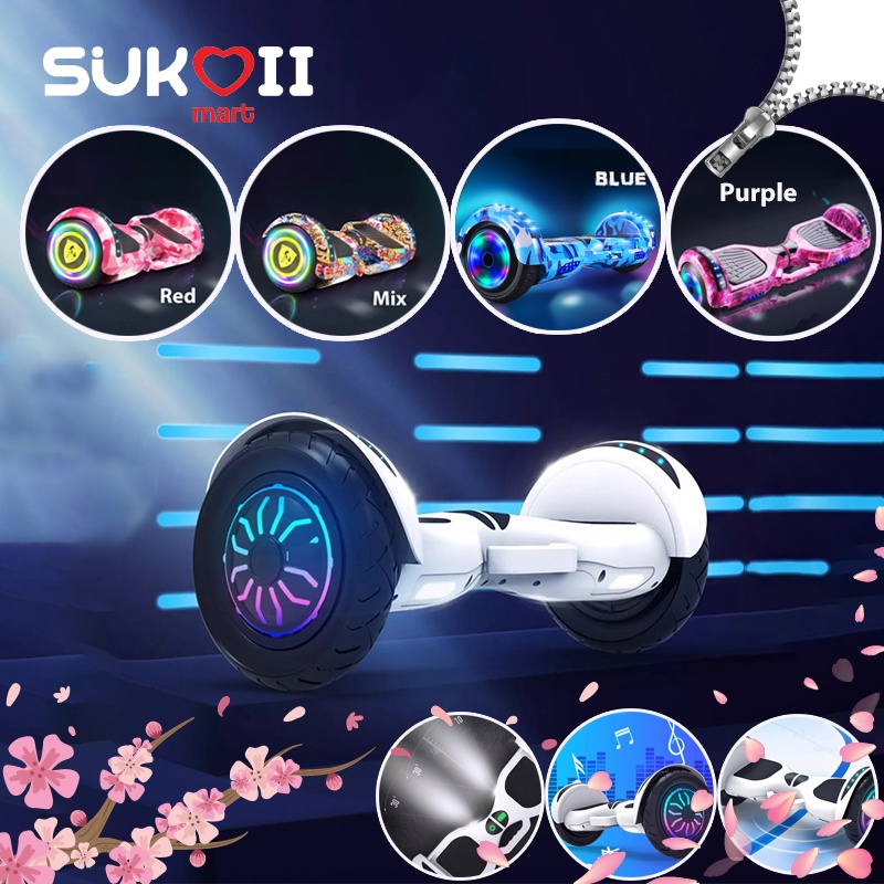 Haluoo Hoverboard Electric Scooter Skateboard 7 Inch Self-Balancing Scooter Two Wheel Self Balance E Scooter Roller Hover Board with Bluetooth & Led Lights Protective Gear 350W X 2 Motor 