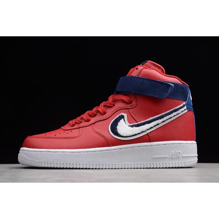 air force 1 red and blue swoosh